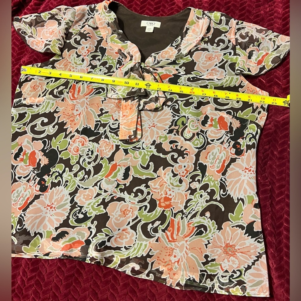 EUC Cato Brown & Coral Colored Floral Two-Piece Dress Set 14-16W - Picture 9 of 13